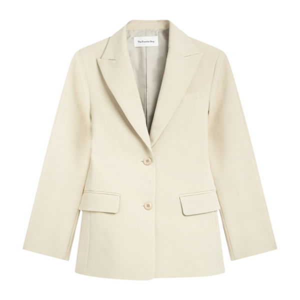 The Frankie Shop Colette Hourglass Blazer - Beige - Oversized Minimalist Jackets in Beige - Shop at Coveti