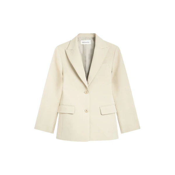 The Frankie Shop Colette Hourglass Blazer - Beige - Oversized Minimalist Jackets in Beige - Shop at Coveti