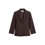The Frankie Shop Colette Hourglass Blazer - Dark Brown - Oversized Minimalist Jackets in Beige - Shop at Coveti