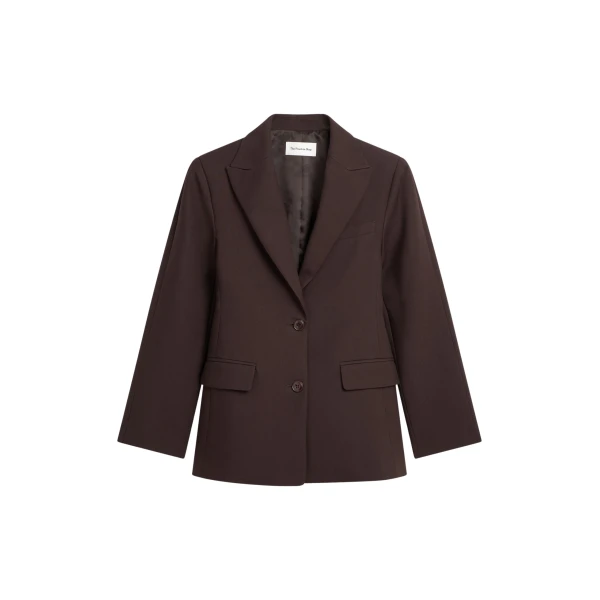 The Frankie Shop Colette Hourglass Blazer - Dark Brown - Oversized Minimalist Jackets in Beige - Shop at Coveti