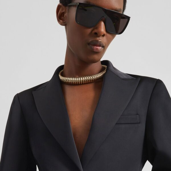 The Frankie Shop Colette Hourglass Satin Blazer - Black - Oversized Minimalist Jackets in Black - Shop at Coveti