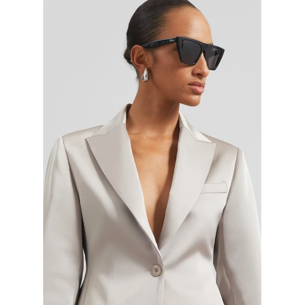 The Frankie Shop Colette Hourglass Satin Blazer – Light Taupe, view 4