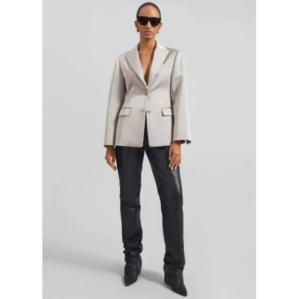 The Frankie Shop Colette Hourglass Satin Blazer – Light Taupe, view 5