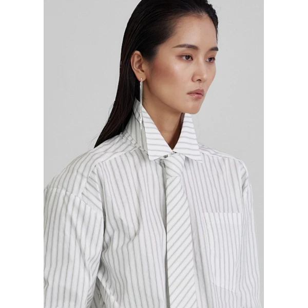 The Frankie Shop Connahy Tie Neck Shirt – White, view 4