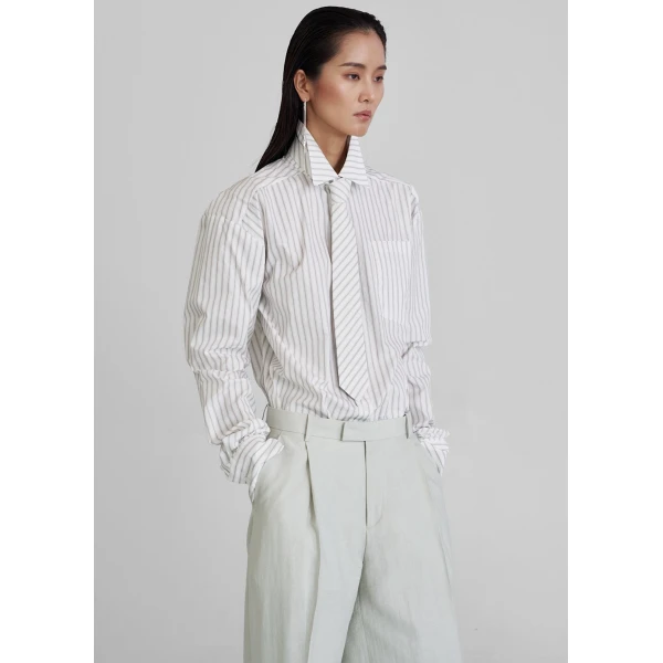 The Frankie Shop Connahy Tie Neck Shirt – White, view 6