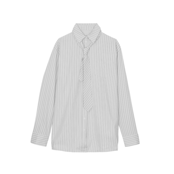 The Frankie Shop Connahy Tie Neck Shirt - White - Oversized Minimalist Tops in White - Shop at Coveti