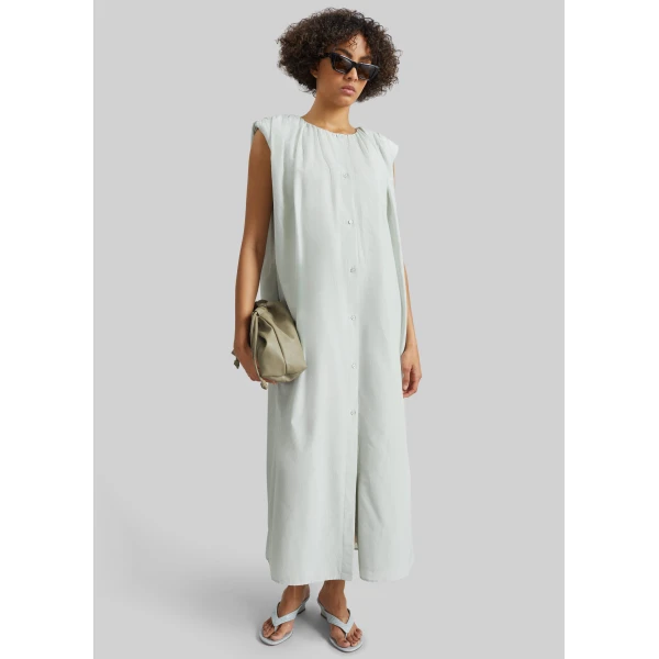 The Frankie Shop Cora Midi Cotton Silk Voile Dress – Mist, view 3