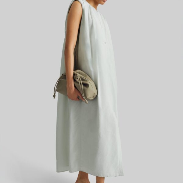The Frankie Shop Cora Midi Cotton Silk Voile Dress - Mist - Oversized Minimalist Dresses in Grey - Shop at Coveti