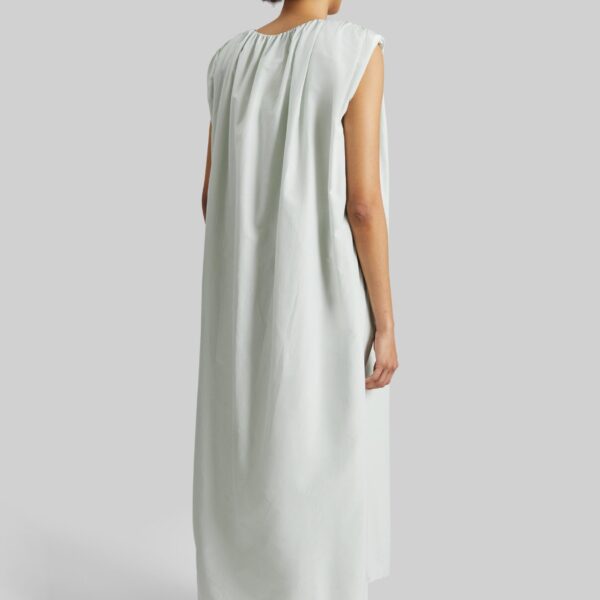 The Frankie Shop Cora Midi Cotton Silk Voile Dress - Mist - Oversized Minimalist Dresses in Grey - Shop at Coveti