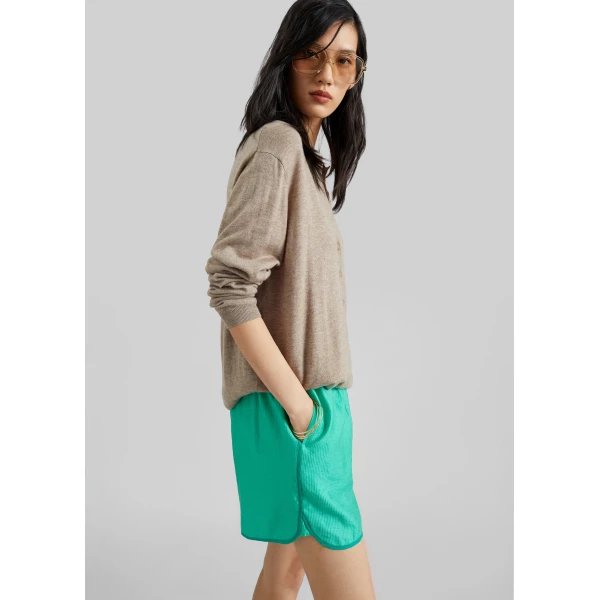 The Frankie Shop Coria Boxer Shorts – Green Stripe, view 3