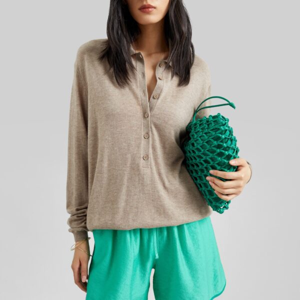 The Frankie Shop Coria Boxer Shorts - Green Stripe - Oversized Minimalist Shorts in Multicolour - Shop at Coveti