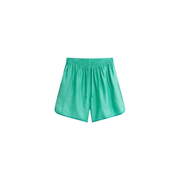 The Frankie Shop Coria Boxer Shorts - Green Stripe - Oversized Minimalist Shorts in Multicolour - Shop at Coveti