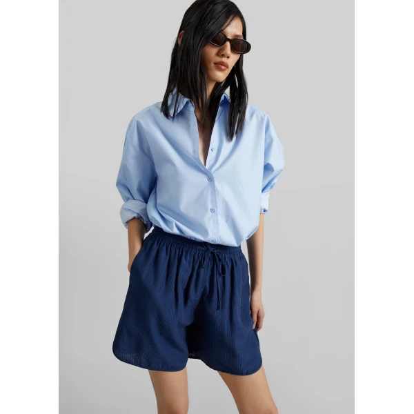 The Frankie Shop Coria Boxer Shorts – Navy Stripe, view 2