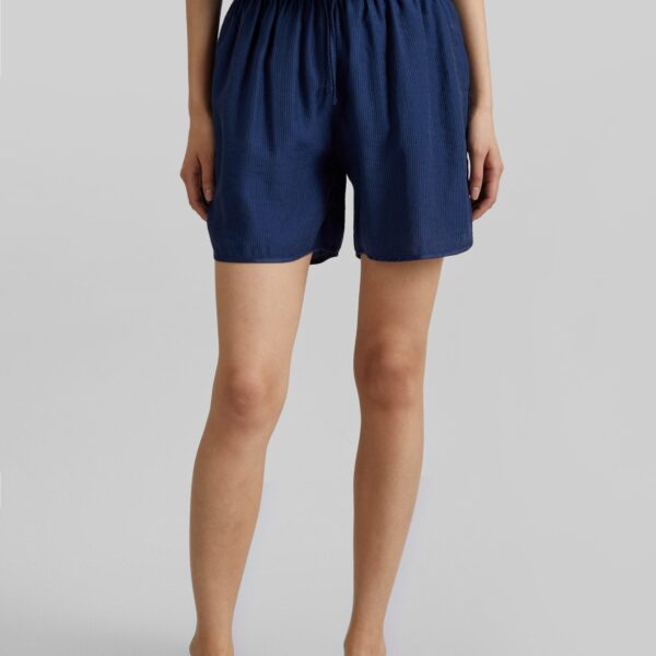 The Frankie Shop Coria Boxer Shorts - Navy Stripe - Oversized Minimalist Shorts in Multicolour - Shop at Coveti