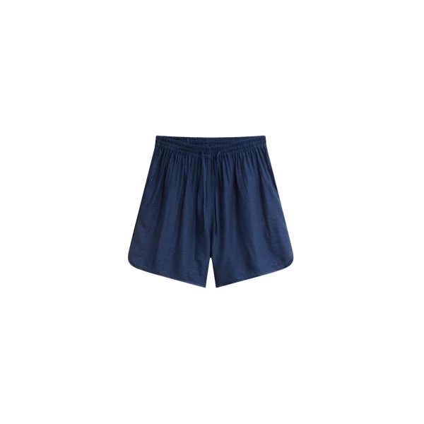 The Frankie Shop Coria Boxer Shorts - Navy Stripe - Oversized Minimalist Shorts in Multicolour - Shop at Coveti