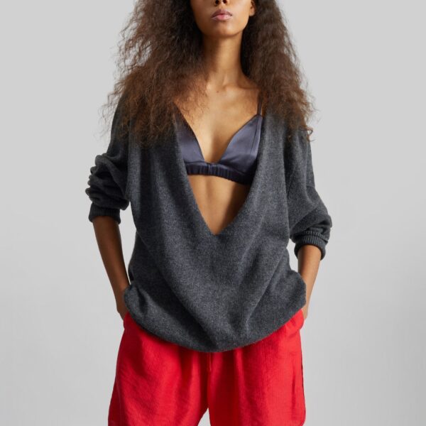 The Frankie Shop Coria Boxer Shorts - Red Stripe - Oversized Minimalist Shorts in Red - Shop at Coveti