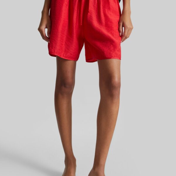 The Frankie Shop Coria Boxer Shorts - Red Stripe - Oversized Minimalist Shorts in Red - Shop at Coveti