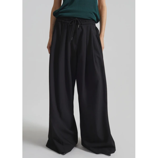 The Frankie Shop Corlen Pleated Wide Pants – Black, view 4