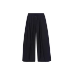 The Frankie Shop Corlen Pleated Wide Pants - Dark Navy - Oversized Minimalist Pants in Blue - Shop at Coveti