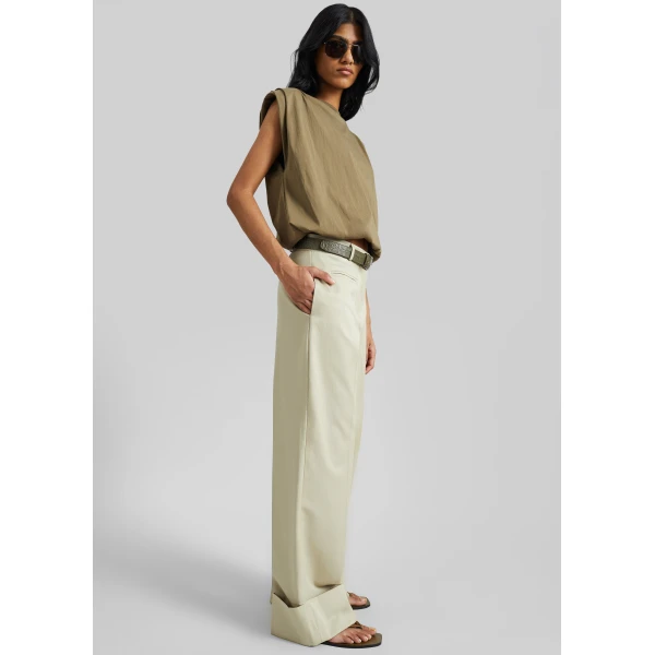 The Frankie Shop Corris Straight Cuff Trousers – Beige, view 2