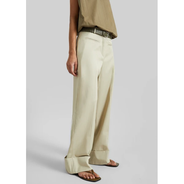The Frankie Shop Corris Straight Cuff Trousers – Beige, view 3