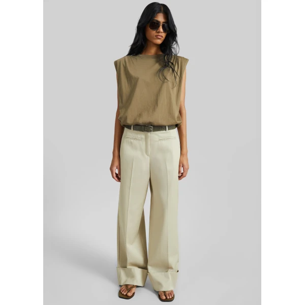 The Frankie Shop Corris Straight Cuff Trousers – Beige, view 4