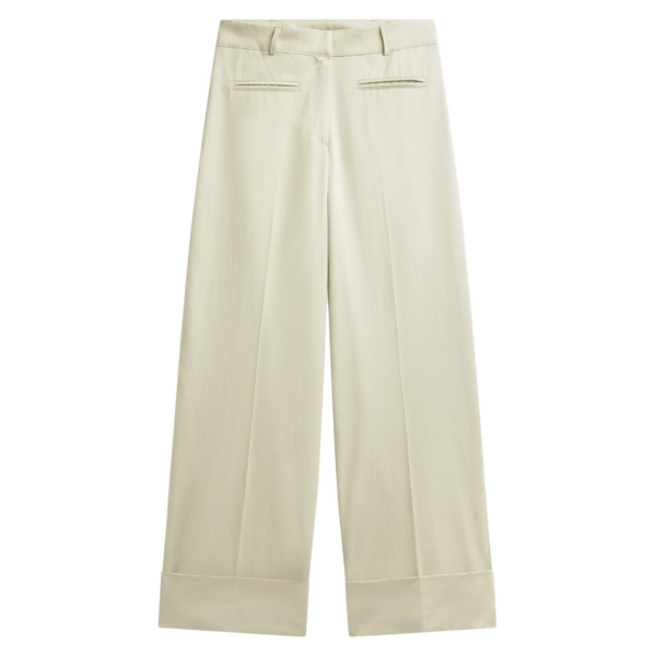 The Frankie Shop Corris Straight Cuff Trousers - Beige - Oversized Minimalist Pants in Beige - Shop at Coveti