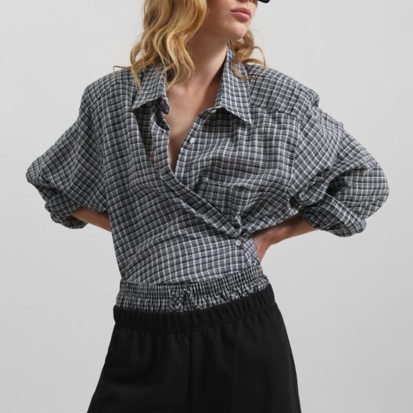 The Frankie Shop Cressy Double Waistband Shorts - Black - Oversized Minimalist Shorts in Black - Shop at Coveti