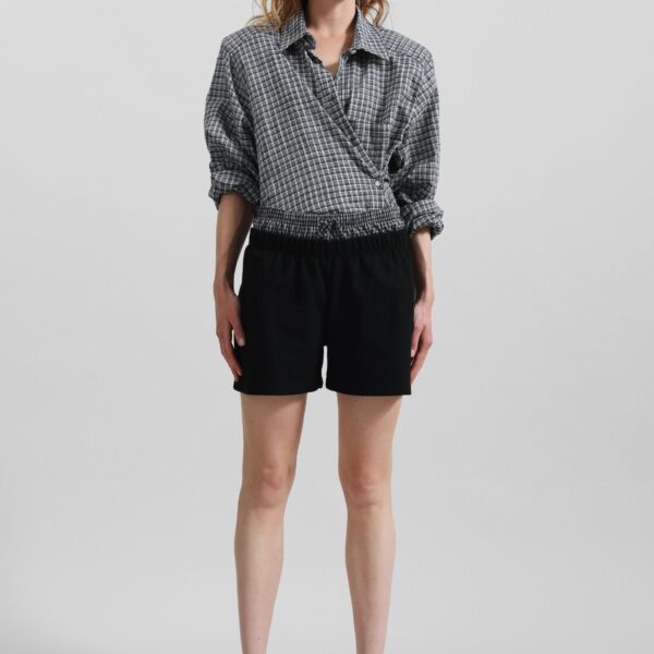 The Frankie Shop Cressy Double Waistband Shorts - Black - Oversized Minimalist Shorts in Black - Shop at Coveti