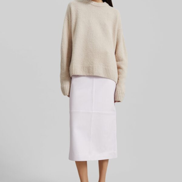 The Frankie Shop Crewneck Sweater - Beige - Oversized Minimalist Knitwear in Beige - Shop at Coveti