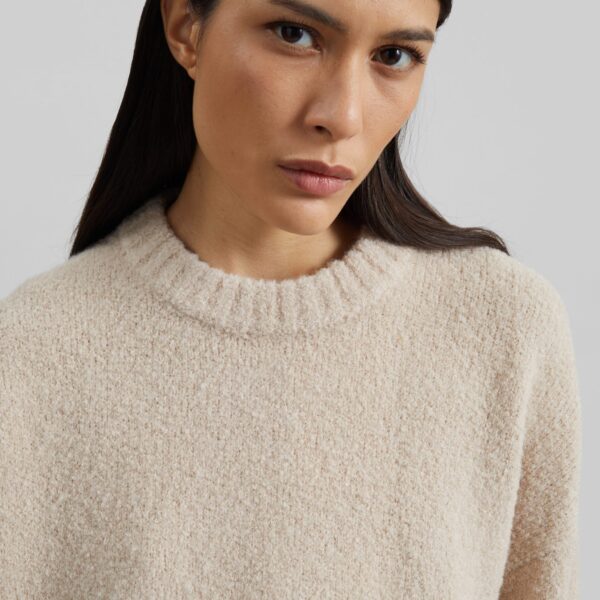 The Frankie Shop Crewneck Sweater - Beige - Oversized Minimalist Knitwear in Beige - Shop at Coveti