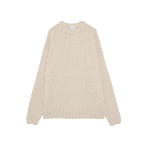The Frankie Shop Crewneck Sweater - Beige - Oversized Minimalist Knitwear in Beige - Shop at Coveti