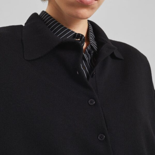 The Frankie Shop Croydon Padded Knit Polo - Black - Oversized Minimalist Knitwear in Black - Shop at Coveti