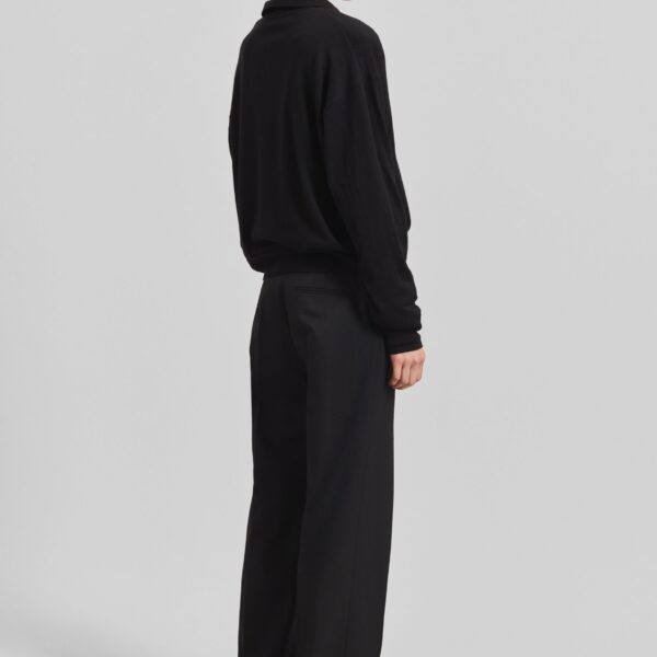The Frankie Shop Croydon Padded Knit Polo - Black - Oversized Minimalist Knitwear in Black - Shop at Coveti