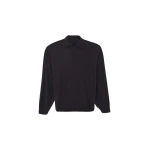 The Frankie Shop Croydon Padded Knit Polo - Black - Oversized Minimalist Knitwear in Black - Shop at Coveti