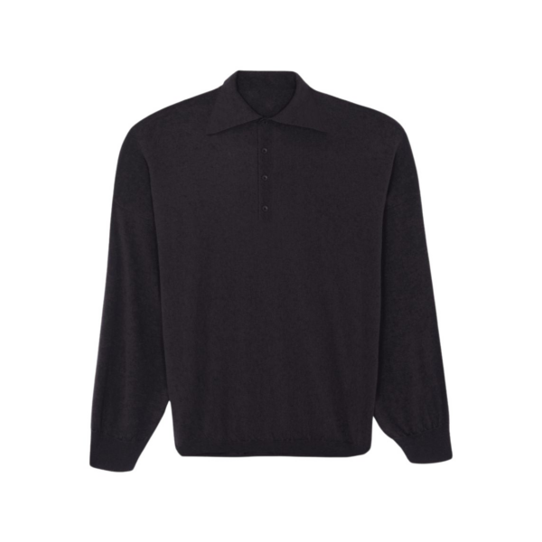 The Frankie Shop Croydon Padded Knit Polo - Black - Oversized Minimalist Knitwear in Black - Shop at Coveti