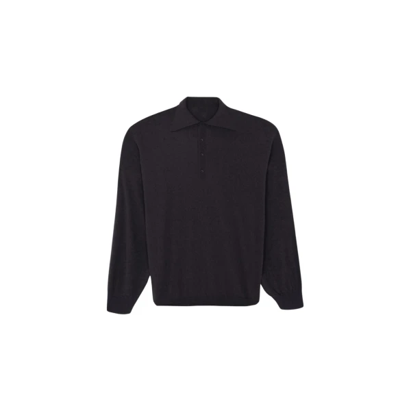 The Frankie Shop Croydon Padded Knit Polo - Black - Oversized Minimalist Knitwear in Black - Shop at Coveti