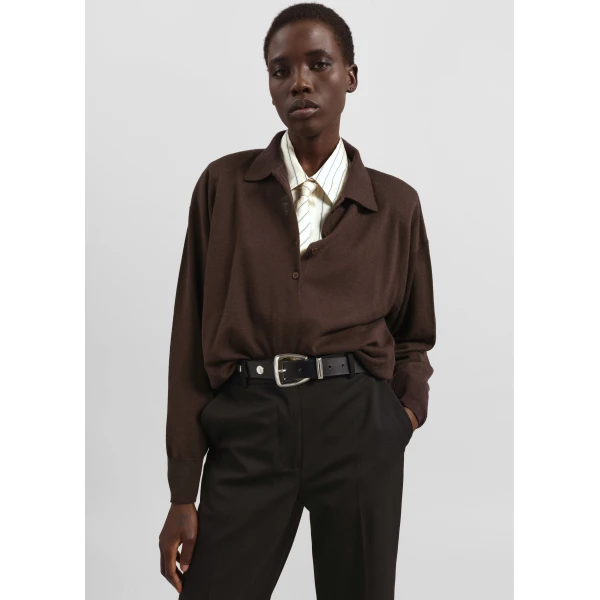 The Frankie Shop Croydon Padded Knit Polo – Brown, view 2