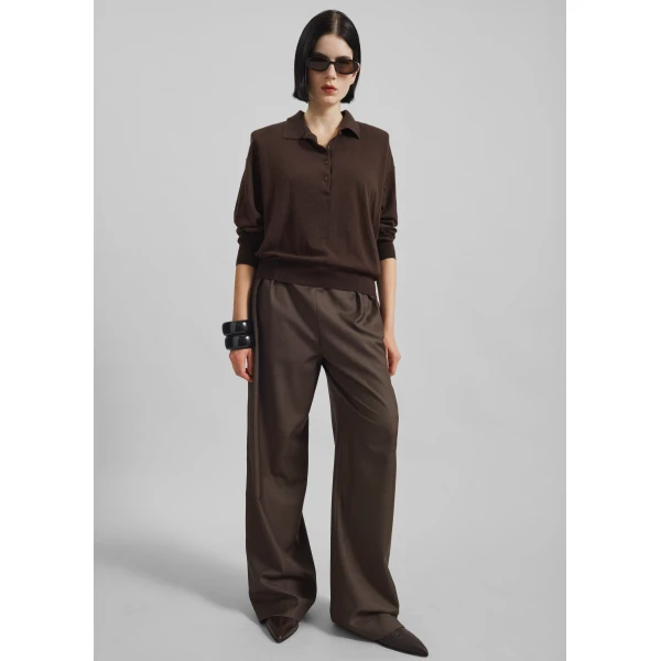 The Frankie Shop Croydon Padded Knit Polo – Brown, view 6