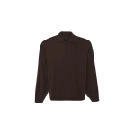 The Frankie Shop Croydon Padded Knit Polo - Brown - Oversized Minimalist Knitwear in Beige - Shop at Coveti