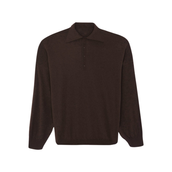 The Frankie Shop Croydon Padded Knit Polo - Brown - Oversized Minimalist Knitwear in Beige - Shop at Coveti