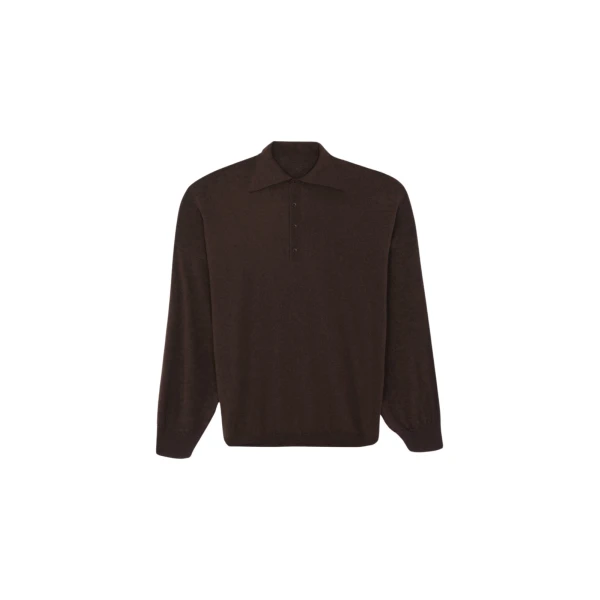 The Frankie Shop Croydon Padded Knit Polo - Brown - Oversized Minimalist Knitwear in Beige - Shop at Coveti