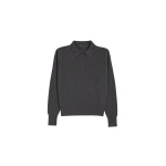 The Frankie Shop Croydon Padded Knit Polo - Grey - Oversized Minimalist Knitwear in Grey - Shop at Coveti