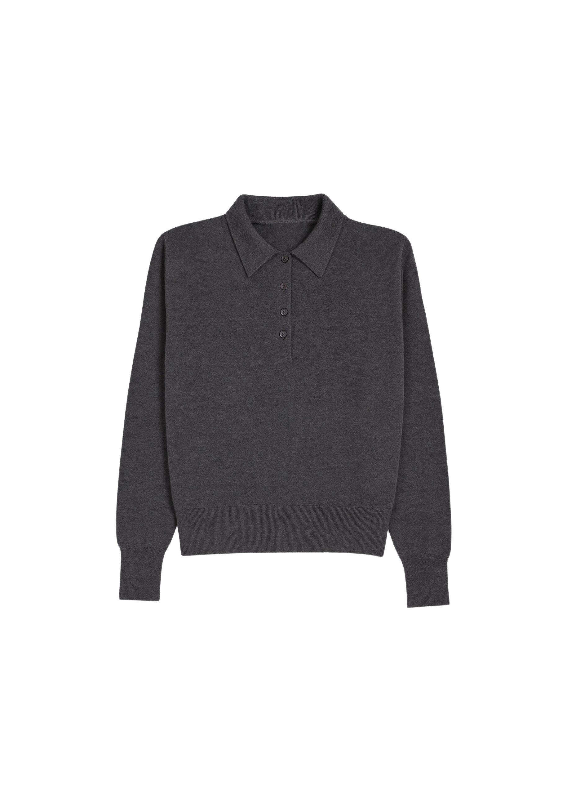 The Frankie Shop Croydon Padded Knit Polo - Grey - Oversized Minimalist Knitwear in Grey - Shop at Coveti