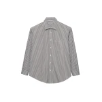 The Frankie Shop Cyrus Button Up Shirt - Black/White Stripe - Oversized Minimalist Tops in Multicolour - Shop at Coveti