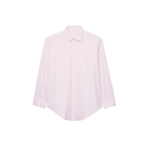 The Frankie Shop Cyrus Button Up Shirt - Pink/White Stripe - Oversized Minimalist Tops in Multicolour - Shop at Coveti