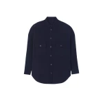The Frankie Shop Dallas Wool Overshirt - Navy - Oversized Minimalist Tops in Blue - Shop at Coveti