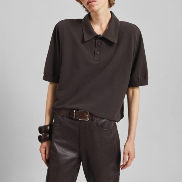 The Frankie Shop Dalston Leather Pants - Vintage Brown - Oversized Minimalist Pants in Beige - Shop at Coveti