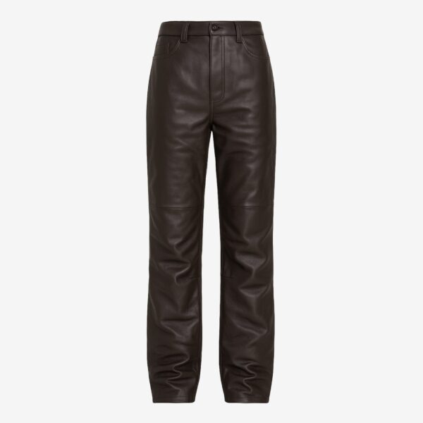 The Frankie Shop Dalston Leather Pants - Vintage Brown - Oversized Minimalist Pants in Beige - Shop at Coveti
