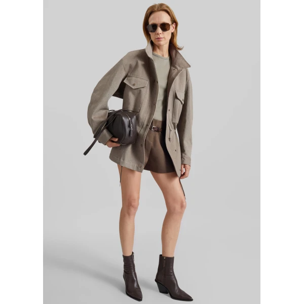 The Frankie Shop Danto Drawstring Utility Jacket – Light Brown, view 2
